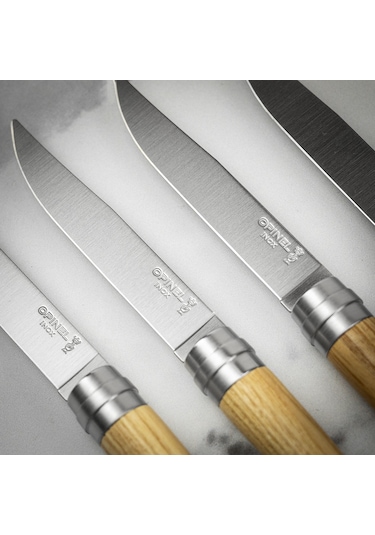 Opinel Chic 4'lü Et Bıçağı Seti - Dişbudak Ağacı Ash Wood Çok Renkli