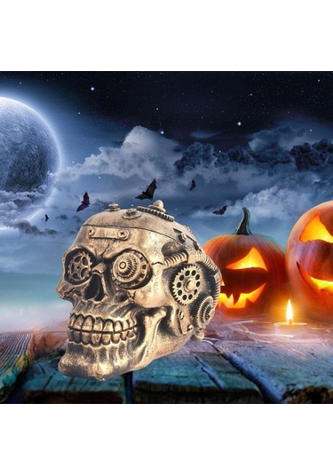 Homyl İnsan Kafatası Heykeli Oyma İskelet Kafa Kemik Heykelcik 10x15x10.5cm