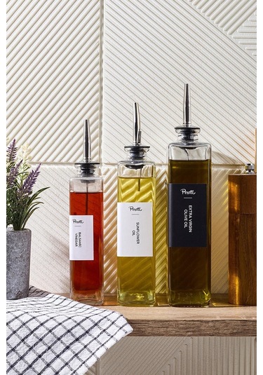 Perotti Molivet Silver Cam Yağlık 3 Lü Cam Yağdanlık - Sirkelik - Sosluk 3 Boy Şeffaf