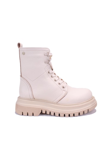 Hammer Jack Soloj 10224730 Bej Ortopedik Günlük Düz Topuk Kadın Deri Bot 001