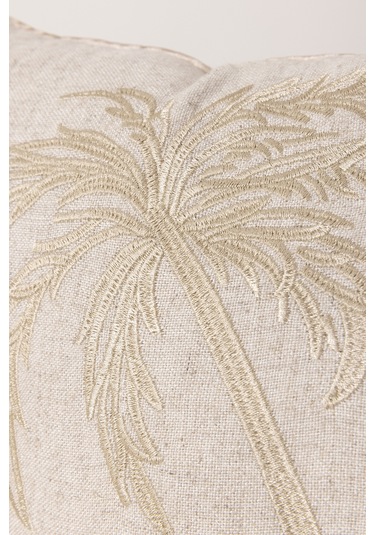 Pure Bej Palmiye Detaylı Dekoratif Boncuk Elyaf İç Dolgulu Kırlen Bej