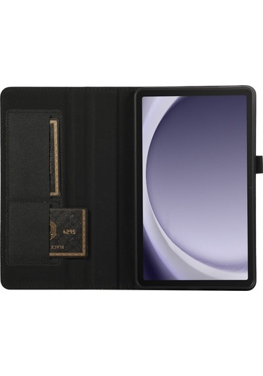 Samsung Uyumlu Galaxy Tab A9 Yatay Çevirme Tpu + Kumaş Pu Deri Tablet Kılıfı