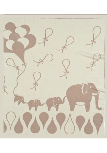 Organik Triko Bebek Örtüsü, Fil 80x90 , Bej