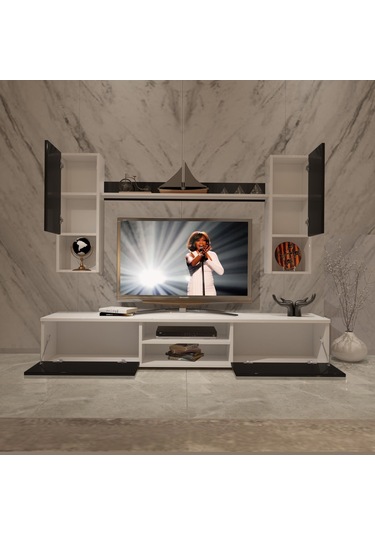 Decoraktiv Eko 5da Mdf Dvd Tv Ünitesi Tv Sehpası Beyaz - Siyah