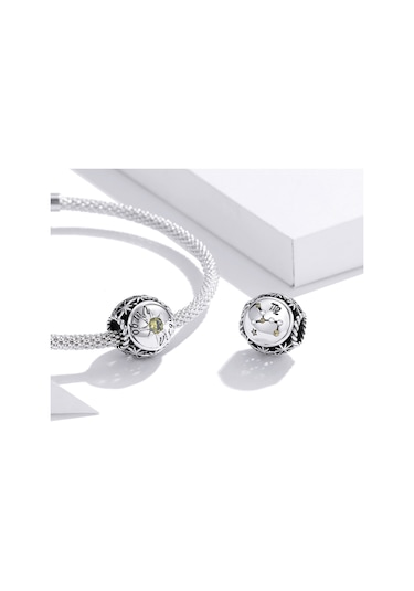 S925 Ayar Gümüş On İki Takımyıldızı Zirkon Boncuk Dıy Bilezik Kolye Aksesuarları, Stil: Başak Çok Renkli