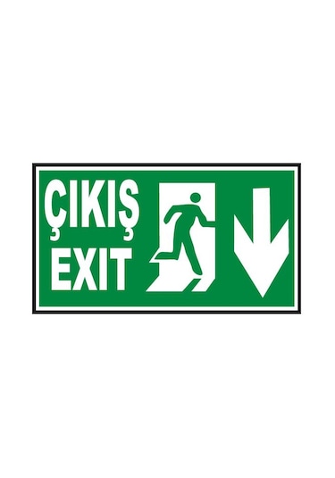 Fosforlu Acil Çıkış -Exit Levhası - Fotolümenli - Aşağı Yön