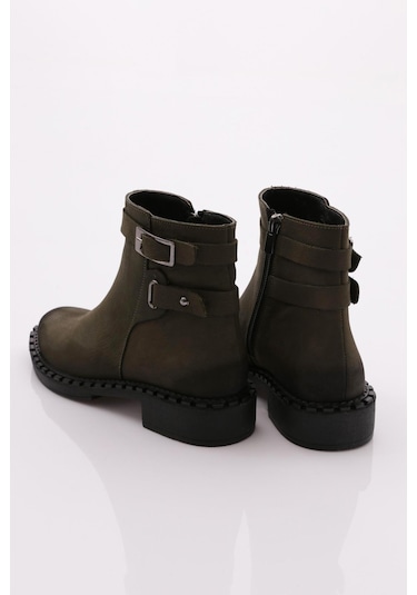 Dgn 050 Kadin Yani Kemerli Klasik Bot 050-2495-R0651 Haki Nubuk