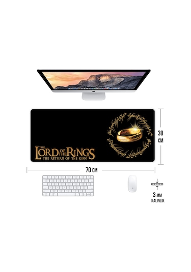 Lotr Yüzüklerin Efendisi Oyun Gaming Klavye Mouse Pad Kaymaz Taban Kenarları Dikişli Su Geçirmez Masa Matı 70x30 Cm