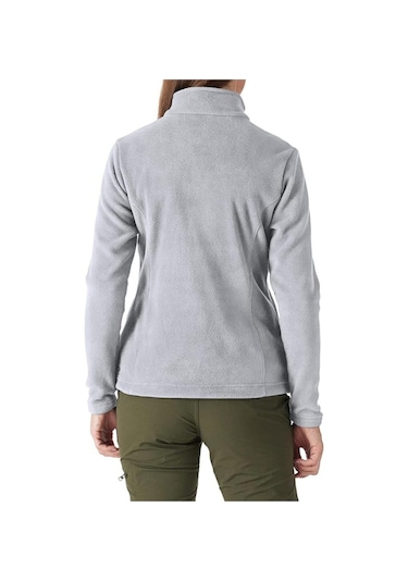 Genıus Store Kadın Tam Fermuarlı Kalın Outdoor Polar Ceket Gri