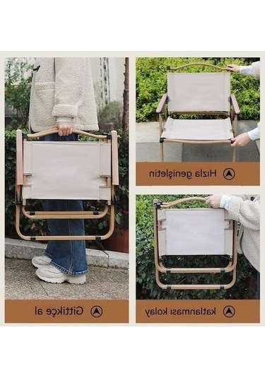 Pazly Yüksek Komforlu Açık Katlanır Kamp Sandalyesi - Haki Haki Haki, Metal, 190kg, 56x50x42cm Boyut, Hobi Ve Doğa Sevişenl Haki
