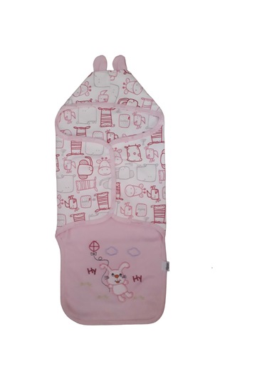 Aymix Kız Bebek Için Kapşonlu Penye Kundak Battaniye Pembe