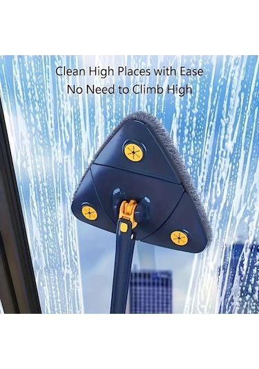 Xuweiwei Mavi 360 Derece Dönebilen Uzun Saplı Temizlik Paspası Islak Ve Kuru Çift Kullanımlı Zemin Duvar Cam Temizliği
