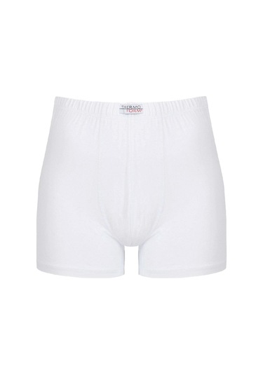 Thermoform Bambu Erkek Kolsuz Bisiklet Yaka Atlet Ve Boxer Şort Seti Beyaz Çok Renkli