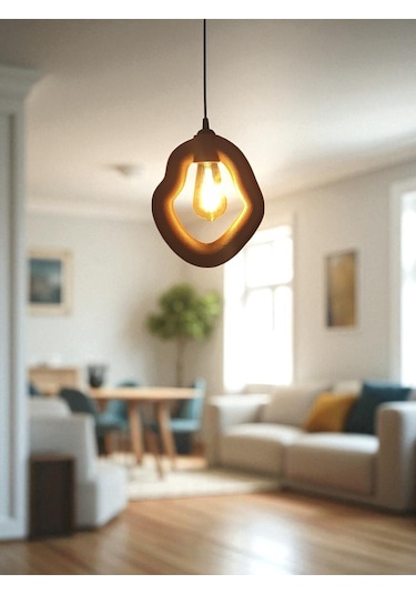 Bohem Beton Görünümlü Modern Minimalist Avize Ayarlı E27 Duy Salon Mutfak Yatak Odası Ofis Kafe Kahverengi