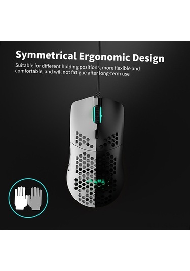 Didadodo Ajazz Aj390 Oyuncu Fare - 7 Tuşlu, Ayarlanabilir Dpı, Havalandırmalı Petek Tasarım, Ergonomik Lazer Güçlü Aydınlatma, Mükemmel Kontrol Lazer