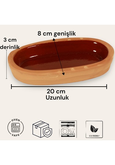 6'lı Toprak Sırlı Balık Güveci Tava 20x8x3 Cm