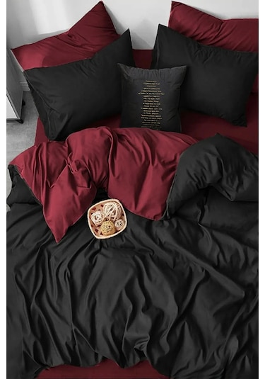 iqon lastikli carsafli nevresim takimi cift kisilik bordo siyah blackburgundy 122085939