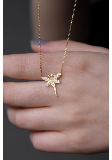 Papatya Silver 925 Ayar Altın Kaplama Melek Gümüş Kolye