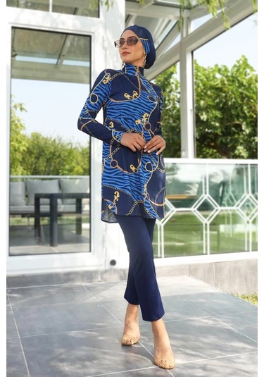 Likralı Tam Kapalı Tesettür Mayo 268-514 Lacivert Lacivert