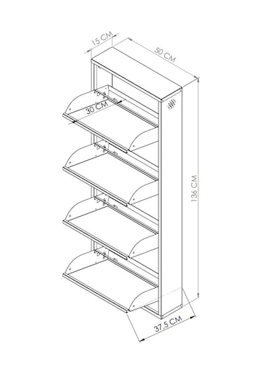 Arpelia 4'lü Metal Ayakkabılık Antrasit Antrasit