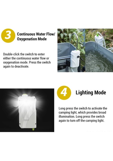 Qingmipy Akıllı Tespitli Balık Tutma Su Pompası Siyah 1.8m Boru - 1 Ton/sa Su Akışı, 6 Saat Oksijenasyon, 36 Saat Aydınlatma