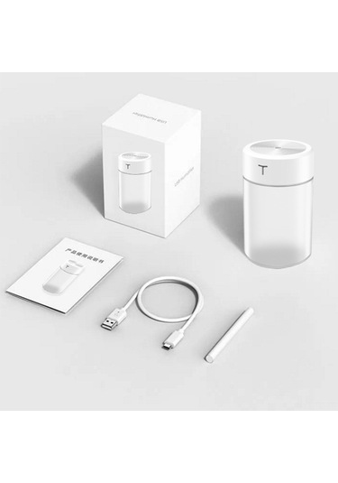 Skycity Usb Nefes Nemlendirici 360ml Büyük Kapasite, Sürekli/aralıklı Sprey Modu, Renkli Gece Lambası, 8 Saat Kullanim, Ev/ofis/araç İçin Beyaz