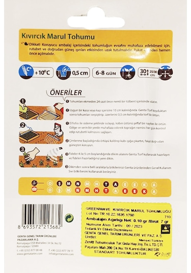 Genta - İnce Yapraklı Ve Sıcağa Dayanıklı Kıvırcık Marul Tohumu