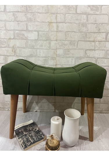 puf.  HAKİ YEŞİL  PUF  ahşap ayak çima dikiş spor modern tasarım