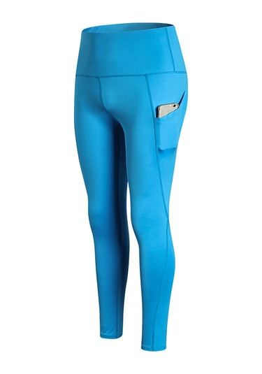 Reedark Yüksek Bel Yoga Taytı - Hızlı Kuruma, Esnek Ve Yan Cep Fonksiyonlu Spor Eşofmanı L Beden, Göl Mavisi Açık Mavi