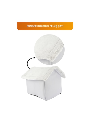 Peluş Kedi Ve Küçük Irk Köpek Evi, Minderli