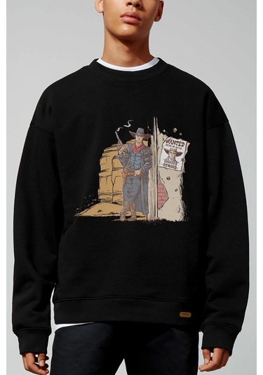 Wanted Cowboy Oversize Siyah Sweatshirt Vdpswt191-trzksw2826 Siyah