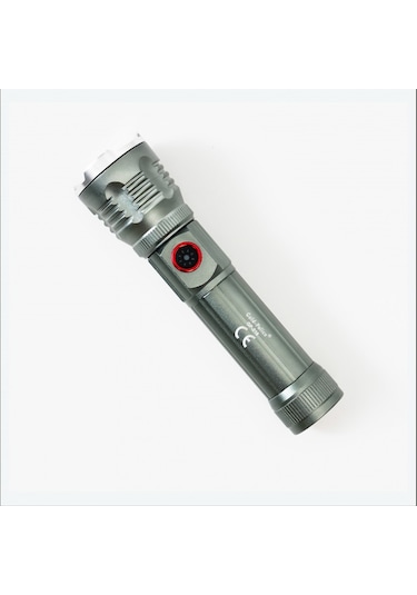 Büro Ev Ofis Aydınlatması İçin Tg Led 2000lm Şarjlı Güçlü El Feneri Gri