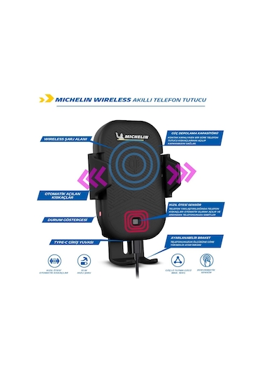Michelin MC33368 Wireless Telefon Şarj Cihazı ve Dokunmatik Akıll