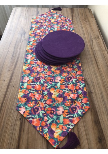 Çiçek Karnavalı Desenli Runner & Supla Çok Renkli