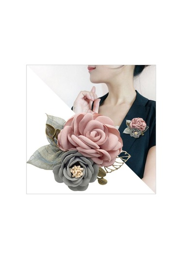 Homyl Kore Tarzı Gül Çiçek Şal Broş Pin Damat Gelin Korsaj Mor