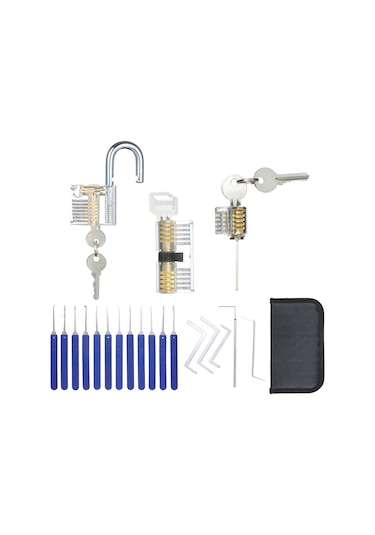 Yaozixa 17 Parçalı Kilit Açma Seti + 3 Şeffaf Antrenman Kilidi - Profesyonel Ve Başlangıç Seviyesi İçin Şeffaf