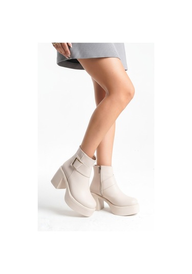 Ventes Aksesuar Detaylı Kalın Taban Ve Topuklu Kadın Bot 914310-z Ten