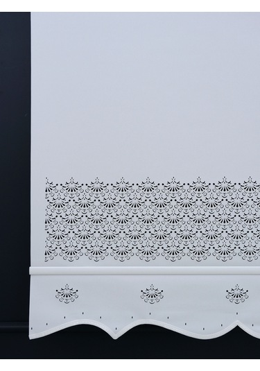 Lazer Etek İşlemeli Stor Perde - Beyaz - İthal Mat Kalın Stor Beyaz