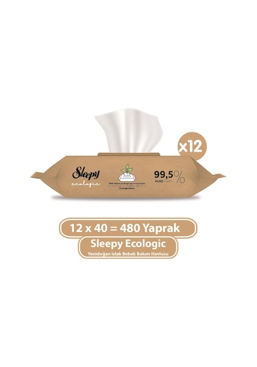 Sleepy Ecologic Yenidoğan Islak Bebek Bakım Havlusu 12 X 40'Lı