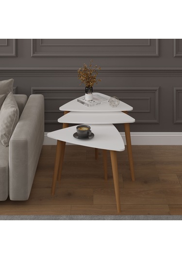 3 Lü Üçgen Zigon Sehpa Ahşap Ayaklı-sehpa02-beyaz