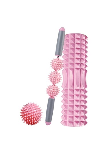 Dm Eva Köpük Rulo İçi Boş Kas Gevşetme Yoga Sütun Seti Pembe 33 Cm Pembe