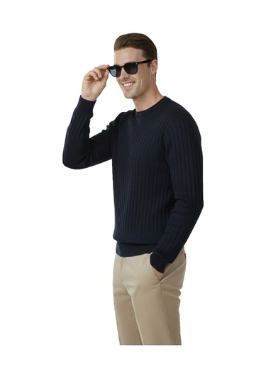 Deepsea Erkek Lacivert Rahat Kalıp Çizgi Dokulu Triko Kazak Şık & Modern Tasarım 2605432 Lacivert Deepsea Erkek Lacivert Rahat Kalıp Çizgi Dokulu Triko Kazak Şık & Modern Tasarım 2605432 Lacivert