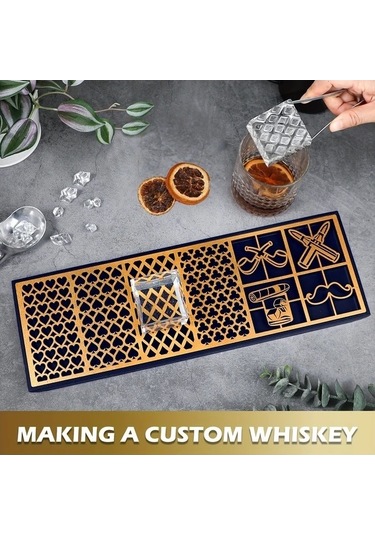 Fastbuy Viski Ve Kokteyl Silikon Buz Kalıbı Seti - Spor Temalı Alüminyum Plaka & Silikon Taban - Hediyelik Ahşap Model Ahşap
