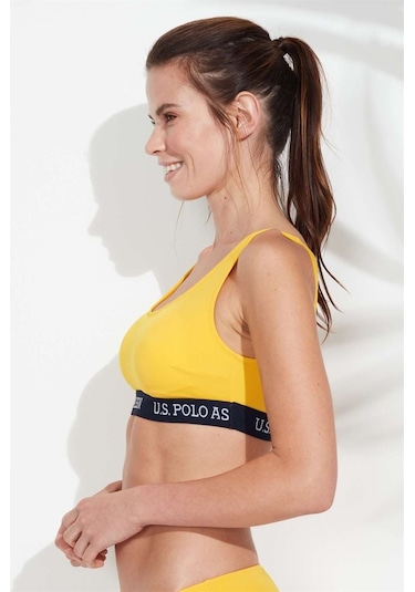 U.S. Polo Assn. Kadın Sarı İnce Askılı Bikini Üst 21502