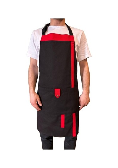 Czn Model 2 Renkli Boyundan Askılı Mutfak,garson,barista Önlüğü Siyah