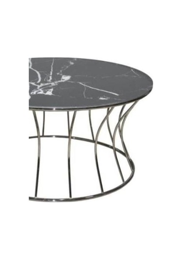 Brc Kum Saati Orta Sehpa Model 1024 Mermer Siyah Desen Temper Cam