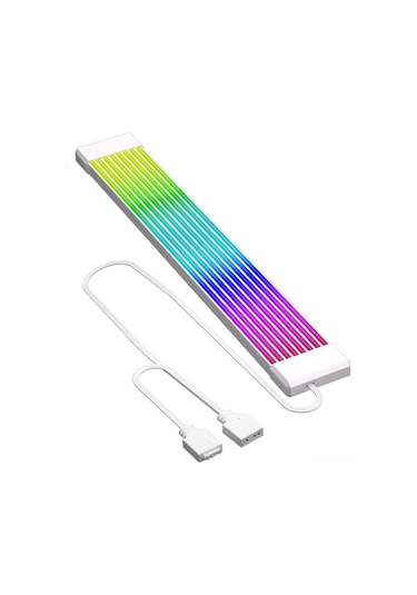 Wezone Beyaz X8 Led Argb Senkronizasyon Kablosu - Atx 24pın + Ekran Kartı 8pin, Isı Yalıtımı, 5v 3-pin Bağlantı, 550+100mm Uzunluk