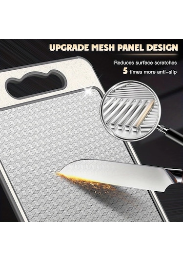 Liangmei 1 Adet Paslanmaz Çelik Kesme Tahtası Çift Taraflı Kesme -