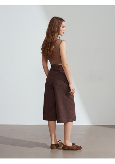 Dilvin 72291 Orta Bel Denim Bermuda-kahve Kahve