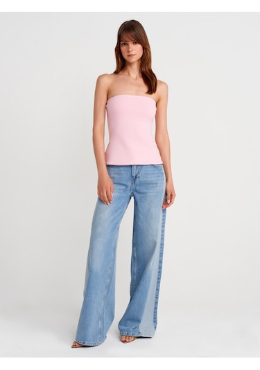 Dilvin 31860 Straplez Top-toz Pembe Toz Pembe